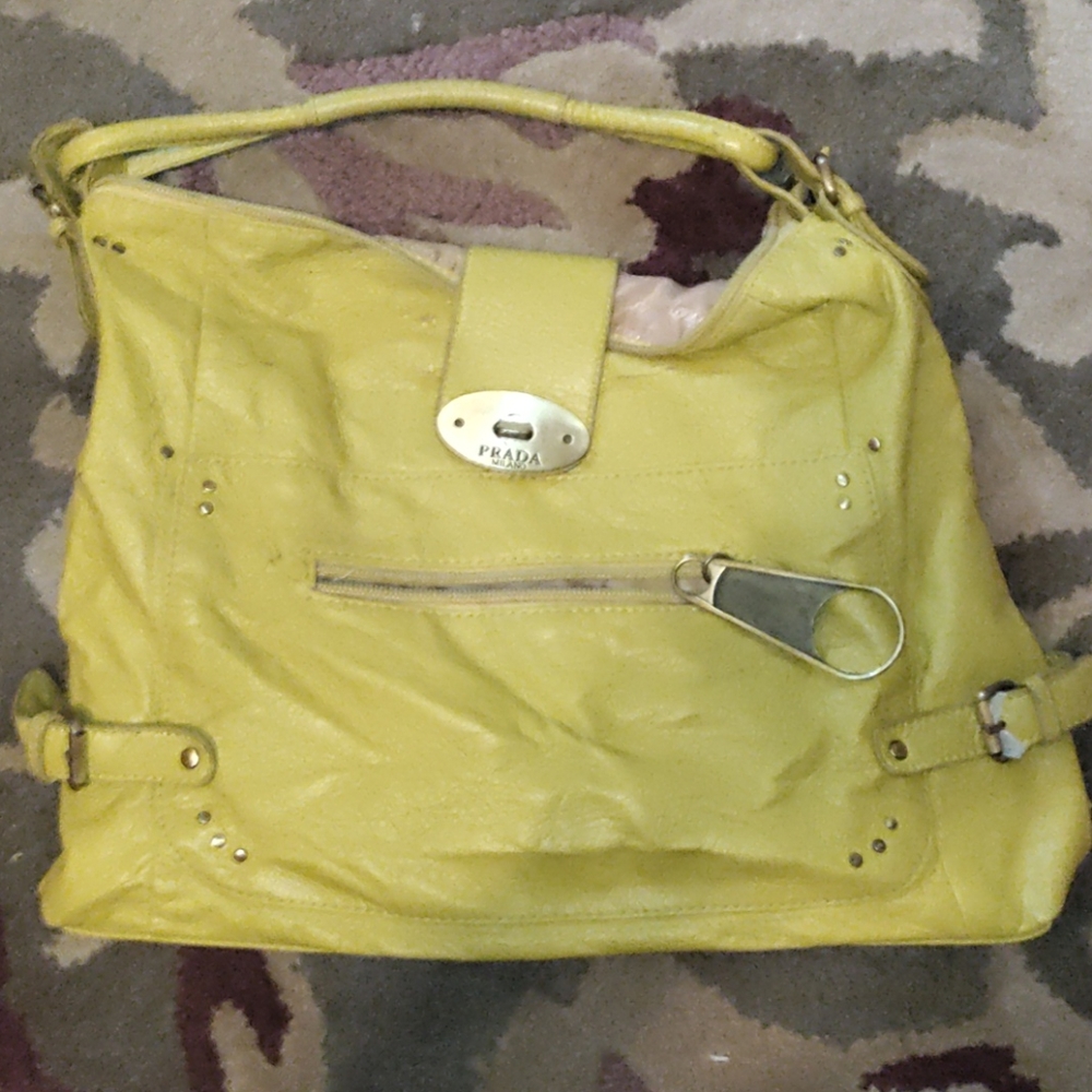 Prada yellow hobo bag